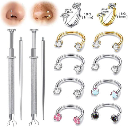 18g Nose Ring & Piercing Kit